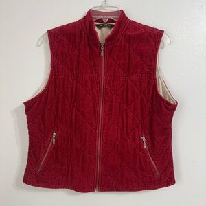 Eddie Bauer Red Corduroy Quilted Gilet Vest